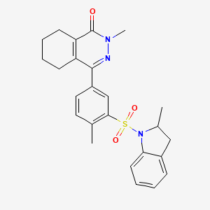 molecular formula C25H27N3O3S B11322650 2-methyl-4-{4-methyl-3-[(2-methyl-2,3-dihydro-1H-indol-1-yl)sulfonyl]phenyl}-5,6,7,8-tetrahydrophthalazin-1(2H)-one 