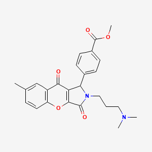 molecular formula C25H26N2O5 B11322677 Methyl 4-{2-[3-(dimethylamino)propyl]-7-methyl-3,9-dioxo-1,2,3,9-tetrahydrochromeno[2,3-c]pyrrol-1-yl}benzoate 