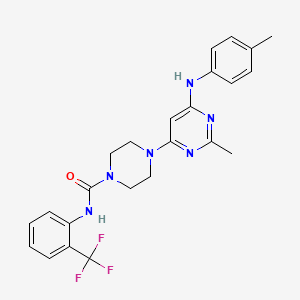 molecular formula C24H25F3N6O B11322684 4-{2-methyl-6-[(4-methylphenyl)amino]pyrimidin-4-yl}-N-[2-(trifluoromethyl)phenyl]piperazine-1-carboxamide 