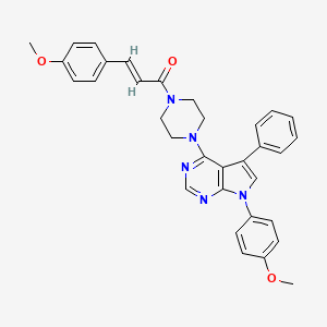 molecular formula C33H31N5O3 B11322686 (2E)-3-(4-methoxyphenyl)-1-{4-[7-(4-methoxyphenyl)-5-phenyl-7H-pyrrolo[2,3-d]pyrimidin-4-yl]piperazin-1-yl}prop-2-en-1-one 