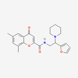 molecular formula C23H26N2O4 B11322696 N-[2-(furan-2-yl)-2-(piperidin-1-yl)ethyl]-6,8-dimethyl-4-oxo-4H-chromene-2-carboxamide 