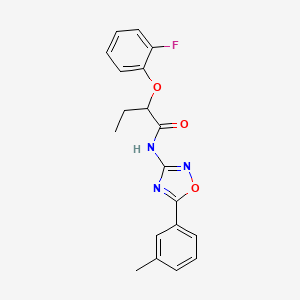 molecular formula C19H18FN3O3 B11322724 2-(2-fluorophenoxy)-N-[5-(3-methylphenyl)-1,2,4-oxadiazol-3-yl]butanamide 