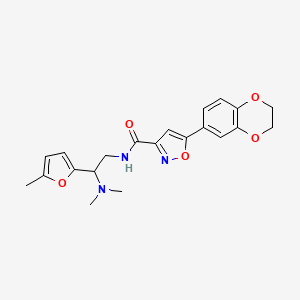 molecular formula C21H23N3O5 B11322741 5-(2,3-dihydro-1,4-benzodioxin-6-yl)-N-[2-(dimethylamino)-2-(5-methylfuran-2-yl)ethyl]-1,2-oxazole-3-carboxamide 