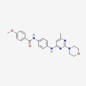 molecular formula C23H25N5O3 B11322759 4-methoxy-N-(4-((6-methyl-2-morpholinopyrimidin-4-yl)amino)phenyl)benzamide 