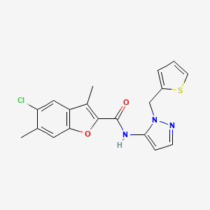 molecular formula C19H16ClN3O2S B11322785 5-chloro-3,6-dimethyl-N-[1-(thiophen-2-ylmethyl)-1H-pyrazol-5-yl]-1-benzofuran-2-carboxamide 