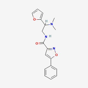 molecular formula C18H19N3O3 B11322886 N-(2-(dimethylamino)-2-(furan-2-yl)ethyl)-5-phenylisoxazole-3-carboxamide 