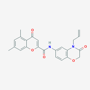 molecular formula C23H20N2O5 B11322902 5,7-dimethyl-4-oxo-N-[3-oxo-4-(prop-2-en-1-yl)-3,4-dihydro-2H-1,4-benzoxazin-6-yl]-4H-chromene-2-carboxamide 