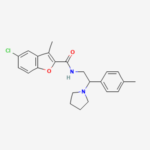 molecular formula C23H25ClN2O2 B11322969 5-chloro-3-methyl-N-[2-(4-methylphenyl)-2-(pyrrolidin-1-yl)ethyl]-1-benzofuran-2-carboxamide 