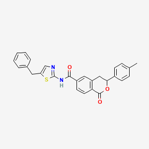 molecular formula C27H22N2O3S B11323000 N-(5-benzyl-1,3-thiazol-2-yl)-3-(4-methylphenyl)-1-oxo-3,4-dihydro-1H-isochromene-6-carboxamide 