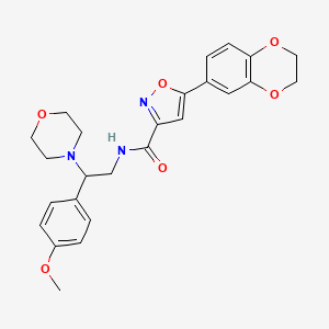 molecular formula C25H27N3O6 B11323002 5-(2,3-dihydro-1,4-benzodioxin-6-yl)-N-[2-(4-methoxyphenyl)-2-(morpholin-4-yl)ethyl]-1,2-oxazole-3-carboxamide 