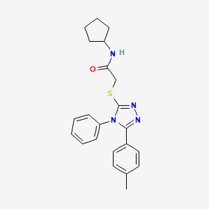 molecular formula C22H24N4OS B11323021 N-cyclopentyl-2-{[5-(4-methylphenyl)-4-phenyl-4H-1,2,4-triazol-3-yl]sulfanyl}acetamide 