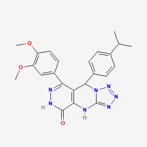 molecular formula C23H23N7O3 B11323040 10-(3,4-dimethoxyphenyl)-8-(4-propan-2-ylphenyl)-2,4,5,6,7,11,12-heptazatricyclo[7.4.0.03,7]trideca-1(9),3,5,10-tetraen-13-one 