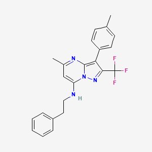 molecular formula C23H21F3N4 B11323053 5-methyl-3-(4-methylphenyl)-N-(2-phenylethyl)-2-(trifluoromethyl)pyrazolo[1,5-a]pyrimidin-7-amine 