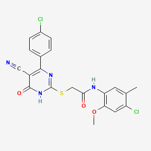 N-(4-Chloro-2-methoxy-5-methylphenyl)-2-{[4-(4-chlorophenyl)-5-cyano-6-oxo-1,6-dihydropyrimidin-2-YL]sulfanyl}acetamide