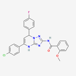 molecular formula C25H19ClFN5O2 B11323174 N-[5-(4-chlorophenyl)-7-(4-fluorophenyl)-3,7-dihydro[1,2,4]triazolo[1,5-a]pyrimidin-2-yl]-2-methoxybenzamide 