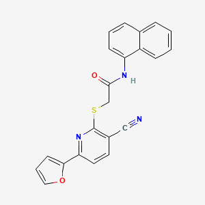 2-{[3-cyano-6-(furan-2-yl)pyridin-2-yl]sulfanyl}-N-(naphthalen-1-yl)acetamide