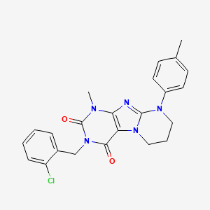 molecular formula C23H22ClN5O2 B11323300 3-(2-chlorobenzyl)-1-methyl-9-(4-methylphenyl)-6,7,8,9-tetrahydropyrimido[2,1-f]purine-2,4(1H,3H)-dione 