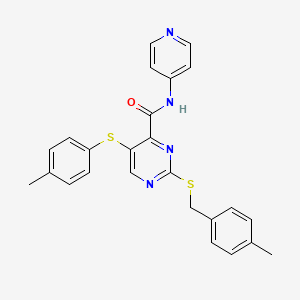 2-[(4-methylbenzyl)sulfanyl]-5-[(4-methylphenyl)sulfanyl]-N-(pyridin-4-yl)pyrimidine-4-carboxamide