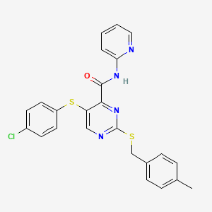 molecular formula C24H19ClN4OS2 B11323372 5-[(4-chlorophenyl)sulfanyl]-2-[(4-methylbenzyl)sulfanyl]-N-(pyridin-2-yl)pyrimidine-4-carboxamide 