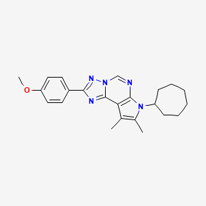 molecular formula C23H27N5O B11323391 7-cycloheptyl-2-(4-methoxyphenyl)-8,9-dimethyl-7H-pyrrolo[3,2-e][1,2,4]triazolo[1,5-c]pyrimidine 