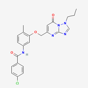 molecular formula C23H22ClN5O3 B11323433 4-Chloro-N-[4-methyl-3-({7-oxo-1-propyl-1H,7H-[1,2,4]triazolo[1,5-A]pyrimidin-5-YL}methoxy)phenyl]benzamide 