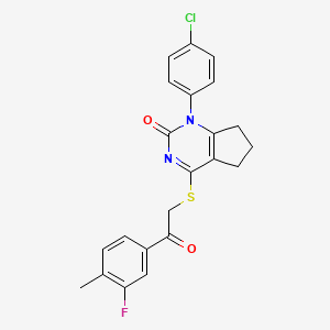 1-(4-chlorophenyl)-4-{[2-(3-fluoro-4-methylphenyl)-2-oxoethyl]sulfanyl}-1,5,6,7-tetrahydro-2H-cyclopenta[d]pyrimidin-2-one