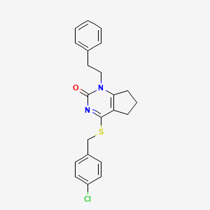 4-[(4-chlorobenzyl)sulfanyl]-1-(2-phenylethyl)-1,5,6,7-tetrahydro-2H-cyclopenta[d]pyrimidin-2-one