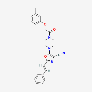 5-{4-[(3-methylphenoxy)acetyl]piperazin-1-yl}-2-[(E)-2-phenylethenyl]-1,3-oxazole-4-carbonitrile