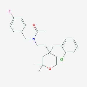 molecular formula C25H31ClFNO2 B11323475 N-(2-{4-[(2-Chlorophenyl)methyl]-2,2-dimethyloxan-4-YL}ethyl)-N-[(4-fluorophenyl)methyl]acetamide 