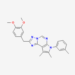 molecular formula C25H25N5O2 B11323540 2-(3,4-dimethoxybenzyl)-8,9-dimethyl-7-(3-methylphenyl)-7H-pyrrolo[3,2-e][1,2,4]triazolo[1,5-c]pyrimidine 