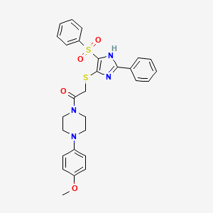 molecular formula C28H28N4O4S2 B11323558 1-[4-(4-methoxyphenyl)piperazin-1-yl]-2-{[2-phenyl-4-(phenylsulfonyl)-1H-imidazol-5-yl]sulfanyl}ethanone 