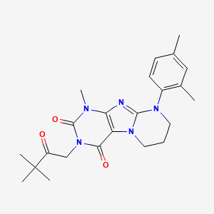 molecular formula C23H29N5O3 B11323629 3-(3,3-dimethyl-2-oxobutyl)-9-(2,4-dimethylphenyl)-1-methyl-1H,2H,3H,4H,6H,7H,8H,9H-pyrimido[1,2-g]purine-2,4-dione 