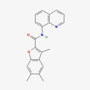 molecular formula C21H18N2O2 B11323722 3,5,6-trimethyl-N-(quinolin-8-yl)-1-benzofuran-2-carboxamide 