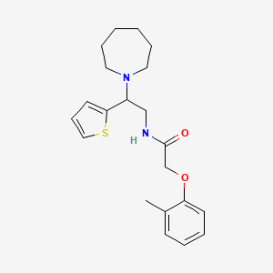 molecular formula C21H28N2O2S B11323814 N-[2-(azepan-1-yl)-2-(thiophen-2-yl)ethyl]-2-(2-methylphenoxy)acetamide 