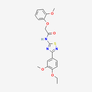 molecular formula C20H21N3O5S B11323819 N-[3-(4-ethoxy-3-methoxyphenyl)-1,2,4-thiadiazol-5-yl]-2-(2-methoxyphenoxy)acetamide 