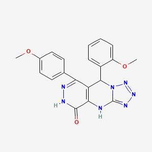 8-(2-methoxyphenyl)-10-(4-methoxyphenyl)-2,4,5,6,7,11,12-heptazatricyclo[7.4.0.03,7]trideca-1(9),3,5,10-tetraen-13-one