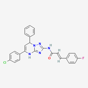 molecular formula C26H19ClFN5O B11323879 (2E)-N-[5-(4-chlorophenyl)-7-phenyl-3,7-dihydro[1,2,4]triazolo[1,5-a]pyrimidin-2-yl]-3-(4-fluorophenyl)prop-2-enamide 