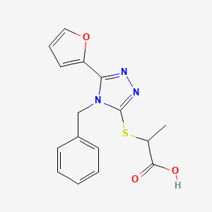 molecular formula C16H15N3O3S B11324025 2-{[4-benzyl-5-(furan-2-yl)-4H-1,2,4-triazol-3-yl]sulfanyl}propanoic acid 