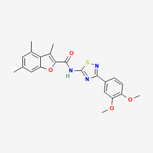 molecular formula C22H21N3O4S B11324040 N-[3-(3,4-dimethoxyphenyl)-1,2,4-thiadiazol-5-yl]-3,4,6-trimethyl-1-benzofuran-2-carboxamide 