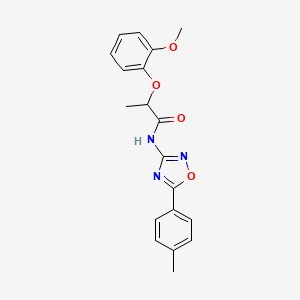 molecular formula C19H19N3O4 B11324041 2-(2-methoxyphenoxy)-N-[5-(4-methylphenyl)-1,2,4-oxadiazol-3-yl]propanamide 