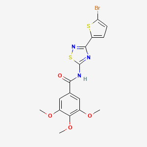 molecular formula C16H14BrN3O4S2 B11324091 N-[3-(5-bromothiophen-2-yl)-1,2,4-thiadiazol-5-yl]-3,4,5-trimethoxybenzamide 