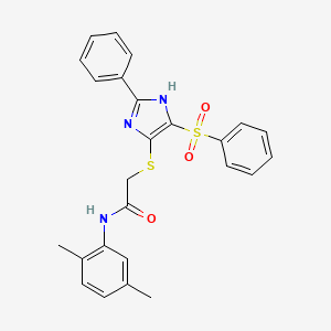 molecular formula C25H23N3O3S2 B11324179 N-(2,5-dimethylphenyl)-2-{[2-phenyl-4-(phenylsulfonyl)-1H-imidazol-5-yl]sulfanyl}acetamide 