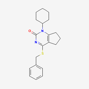 4-(benzylsulfanyl)-1-cyclohexyl-1,5,6,7-tetrahydro-2H-cyclopenta[d]pyrimidin-2-one