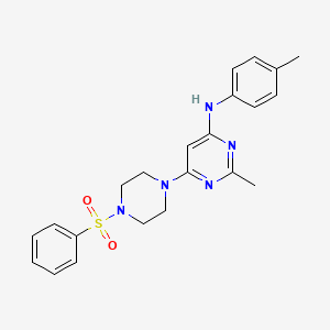 molecular formula C22H25N5O2S B11324252 2-methyl-6-(4-(phenylsulfonyl)piperazin-1-yl)-N-(p-tolyl)pyrimidin-4-amine 