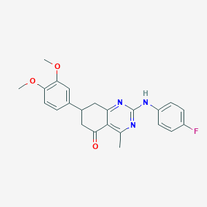 molecular formula C23H22FN3O3 B11324271 7-(3,4-dimethoxyphenyl)-2-[(4-fluorophenyl)amino]-4-methyl-7,8-dihydroquinazolin-5(6H)-one 