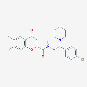 molecular formula C25H27ClN2O3 B11324293 N-[2-(4-chlorophenyl)-2-(piperidin-1-yl)ethyl]-6,7-dimethyl-4-oxo-4H-chromene-2-carboxamide 