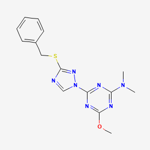 4-[3-(benzylsulfanyl)-1H-1,2,4-triazol-1-yl]-6-methoxy-N,N-dimethyl-1,3,5-triazin-2-amine