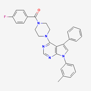 molecular formula C30H26FN5O B11324351 (4-fluorophenyl){4-[7-(3-methylphenyl)-5-phenyl-7H-pyrrolo[2,3-d]pyrimidin-4-yl]piperazin-1-yl}methanone 