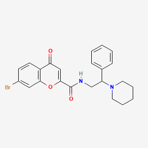 molecular formula C23H23BrN2O3 B11324361 7-bromo-4-oxo-N-[2-phenyl-2-(piperidin-1-yl)ethyl]-4H-chromene-2-carboxamide 