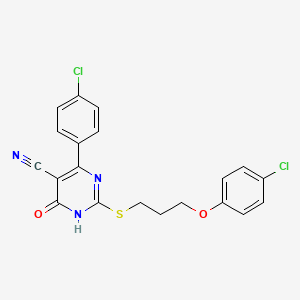 2-{[3-(4-Chlorophenoxy)propyl]sulfanyl}-4-(4-chlorophenyl)-6-oxo-1,6-dihydropyrimidine-5-carbonitrile